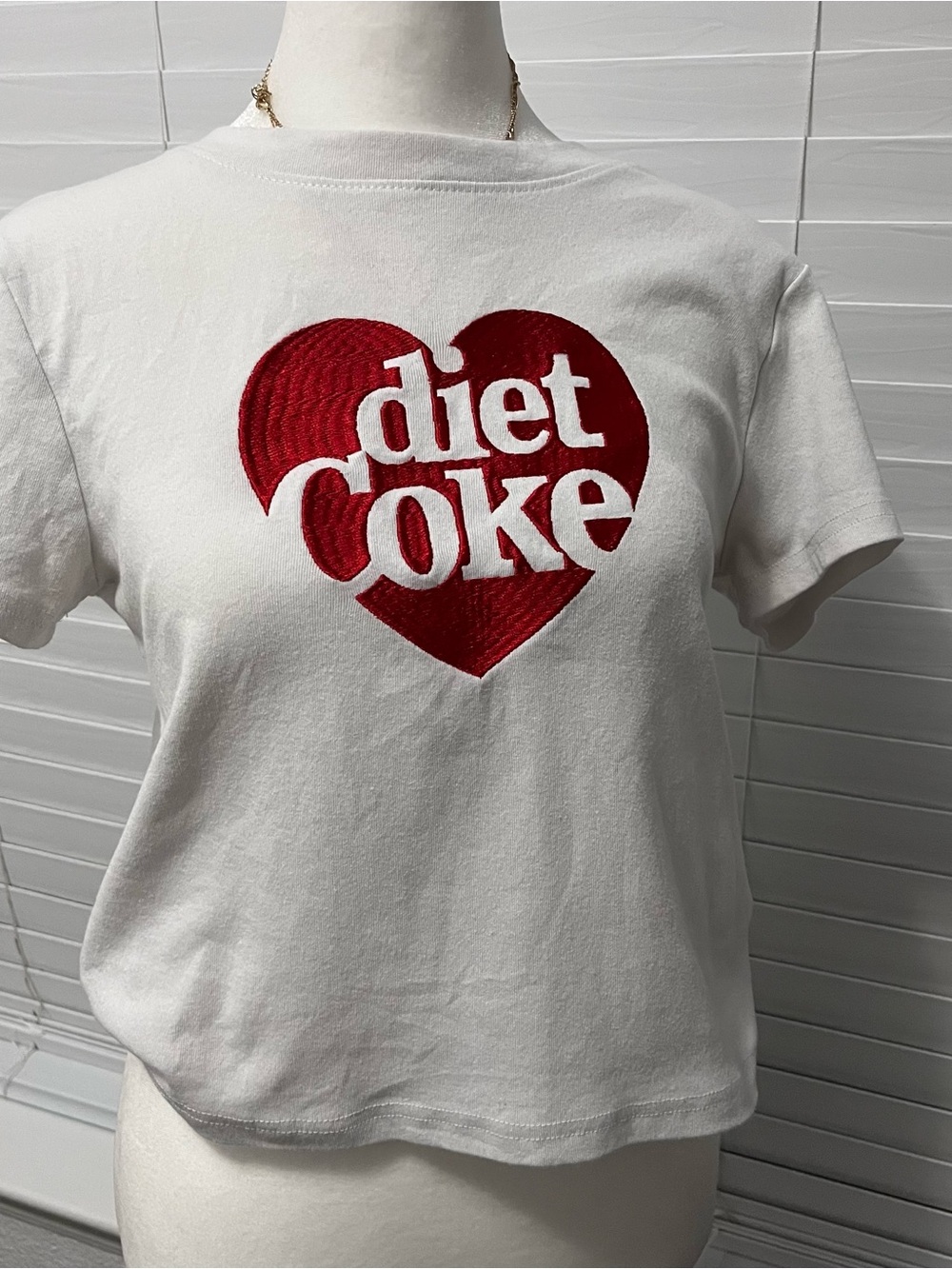Coca Cola White Tee with Red Heart Diet Coke Graphic